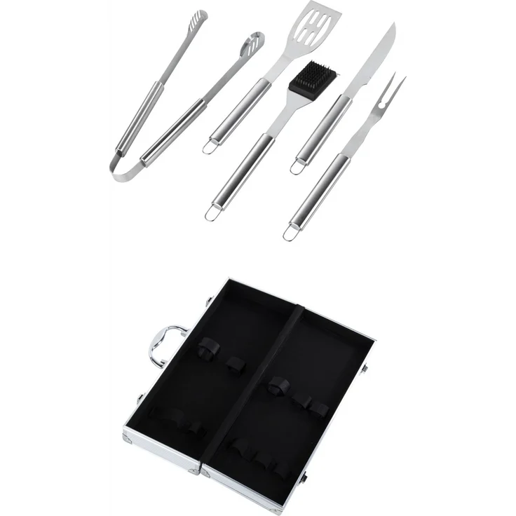 Edelstahl Grillbesteck im Alu Koffer 6 teilig Art. 60066