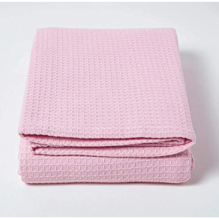 Homescapes Plaid 100% Bio-Baumwolle Waffeldecke rosa, 230 x 230 cm mit Waffelstruktur – Bild 2