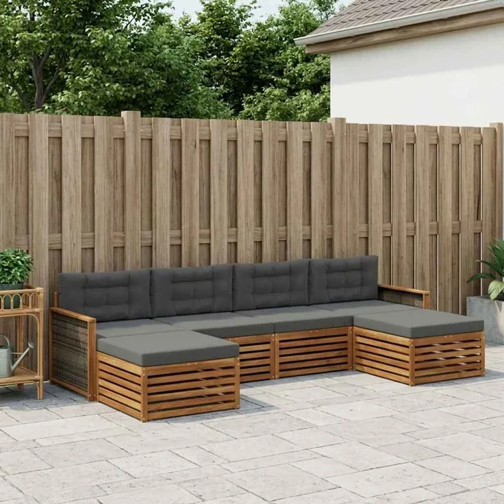 vidaXL Outdoor-Sofagarnitur 6 stk. 4-Sitzer Natur und Anthrazit 3383680