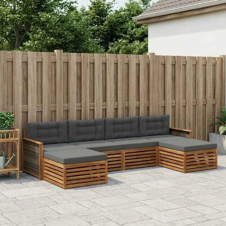 vidaXL Outdoor-Sofagarnitur 6 stk. 4-Sitzer Natur und Anthrazit 3383680 – Bild 1