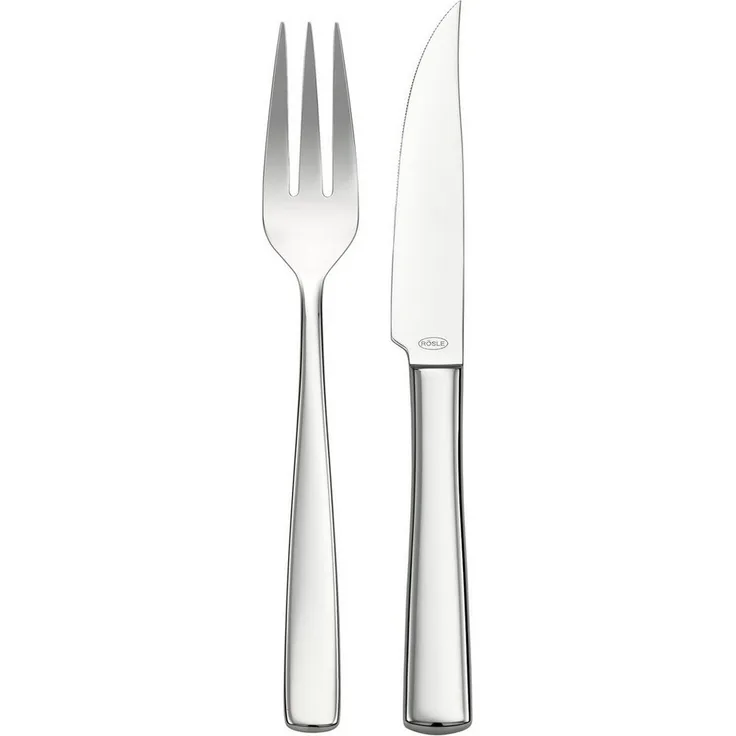 RÖSLE ELEGANCE Steak Besteck 12 teilig Besteck Set hochglanz mit Steakmessern und Gabeln für 6 Personen aus Edelstahl