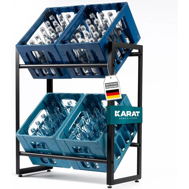 KARAT Getränkekistenregal für 4 Kisten - stabiles & platzsparendes Getränkeregal inkl. Montagematerial - Kistenregal aus Metall - Lagerregal für Getränke - Kenji