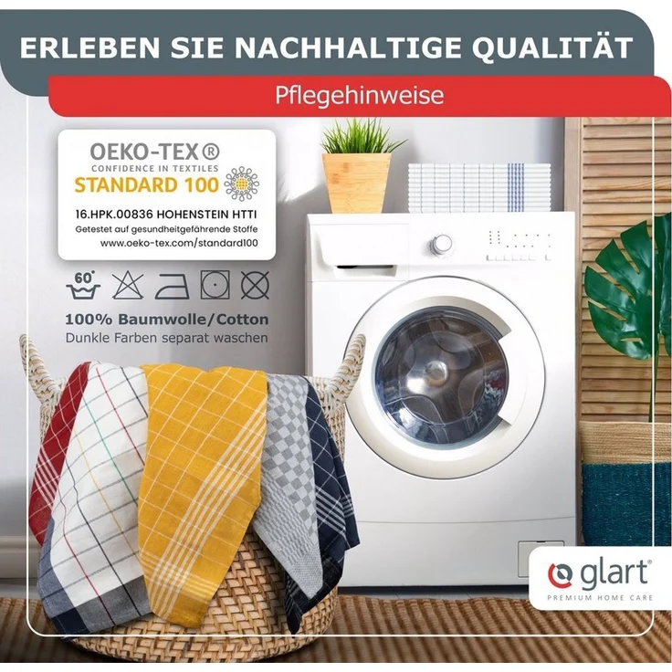 Glart Geschirrtuch 48GI2 10 St. Geschirrtücher Küchentücher 50x70 cm 100% Baumwolle grau – Bild 3