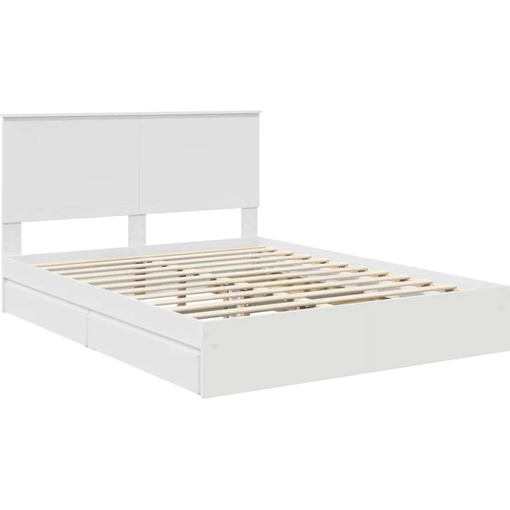 vidaXL Aufbewahrungsbett mit Kopfteil Weiß 150 x 200 cm Holzwerkstoff 3411194 – Bild 3