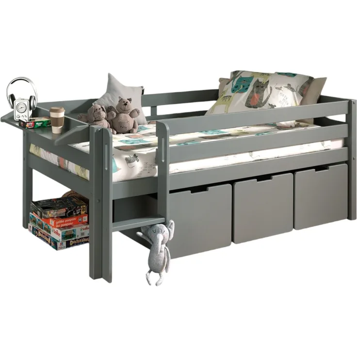Kojenbett Karolina 208x105x83 Kinderbett Massivholz Grau