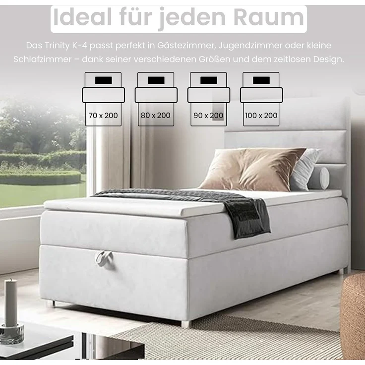Best For Home Box Spring Bed with 7-Zone Bonell Spring Mattress, Box Spring Bed with Mattress and Storage Space – Bild 4