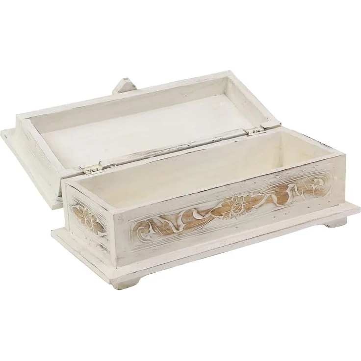 Oriental Galerie Truhe Weiße Truhe Blumen Klein 40 cm Design 2 – Bild 2