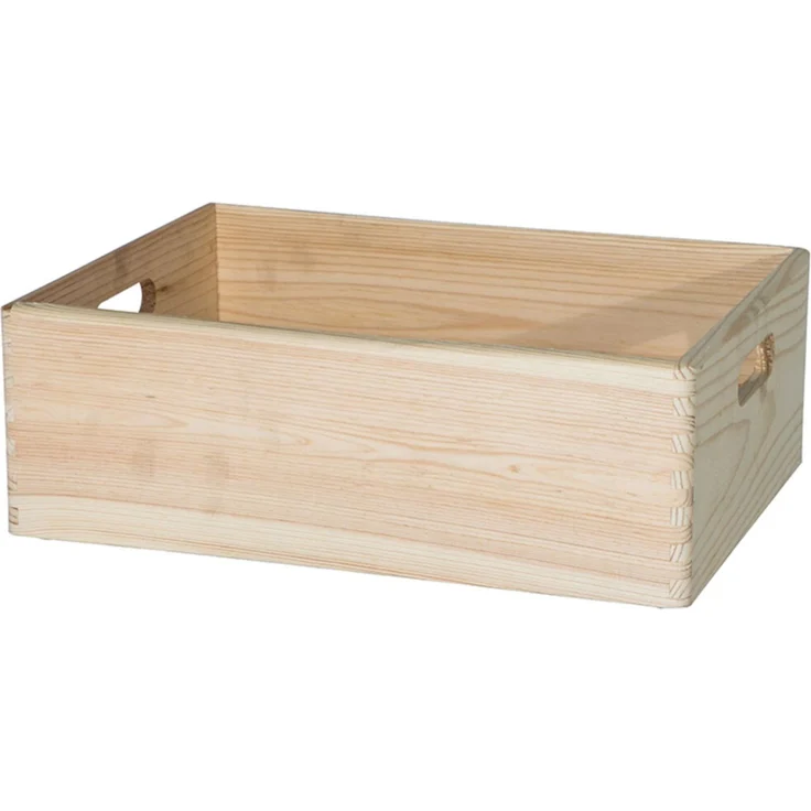Allzweckkiste 40x30x14 cm FSC®-zertifiziert | Holzkiste mit Tragegriffen stapelbar | Robuste Aufbewahrungskiste aus Kiefernholz für Haushalt Hobby und Werkstatt – Bild 1