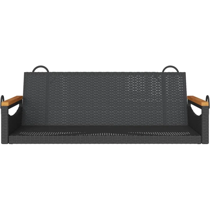 vidaXL Hängebank Schwarz 109x62x40 cm Poly Rattan 368143 – Bild 4