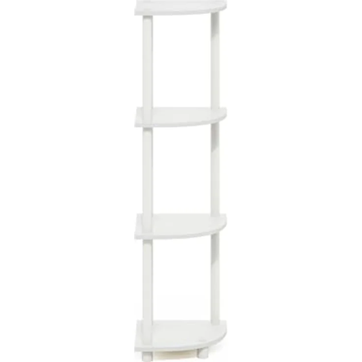 Furinno Turn-N-Tube 4-stufiges Eckregal-Mehrzweckregal, Weiß/Weiß – Bild 7