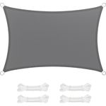 SONGMICS Sonnensegel 2x3 m, Sonnenschutz aus HDPE-Gewebe, luftdurchlässig, wasserdurchlässig, für Terrasse, Garten, Balkon, Camping, rechteckig, konkav, 2 m Seile, rauchgrau GSS23GY