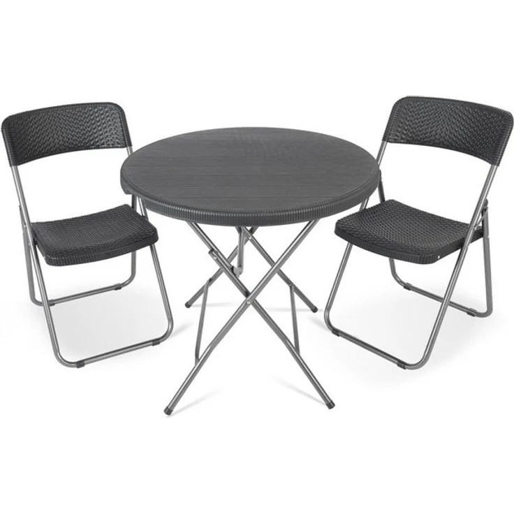 Sekey Balkonset Balkonmöbel Set 2 Personen Platzsparend Balkonset aus Polyrattan, (3-tlg), Gartentisch und 2 Gartenstuhl Klappbar Gartenmöbel für Balkon Terrasse – Bild 4