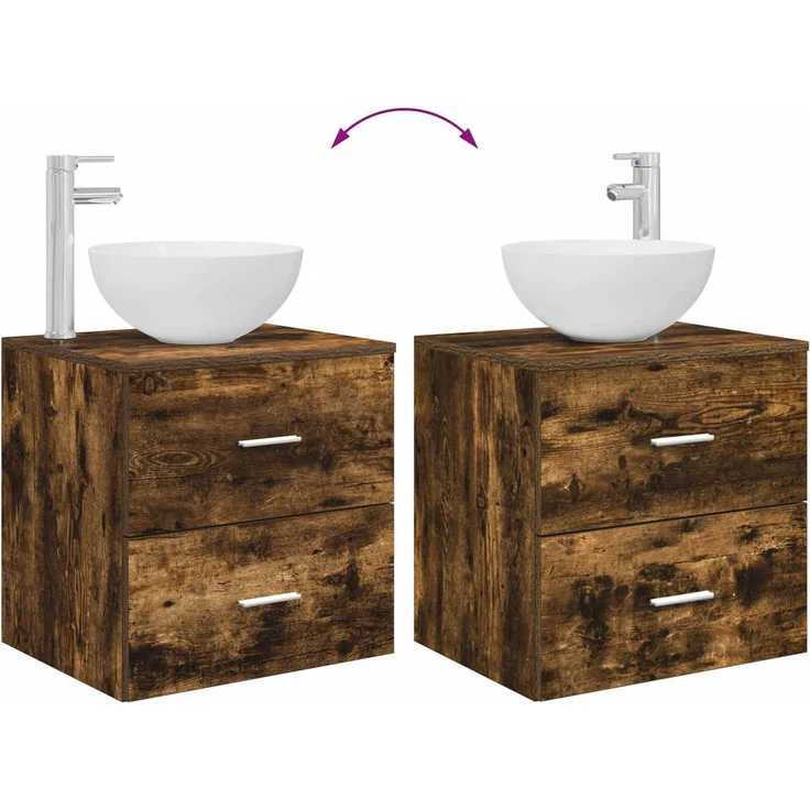 vidaXL Badezimmerschrank-Set 3 stk. Geräucherte Eiche 129 x 35 x 80 cm 3405791 – Bild 11