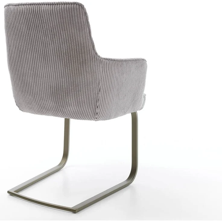 Delife Freischwinger Heira-Flex mit Armlehnen, Taschenfederkern, Effektfinish Titan, Cord Silbergrau, 63x64x94 cm – Bild 5