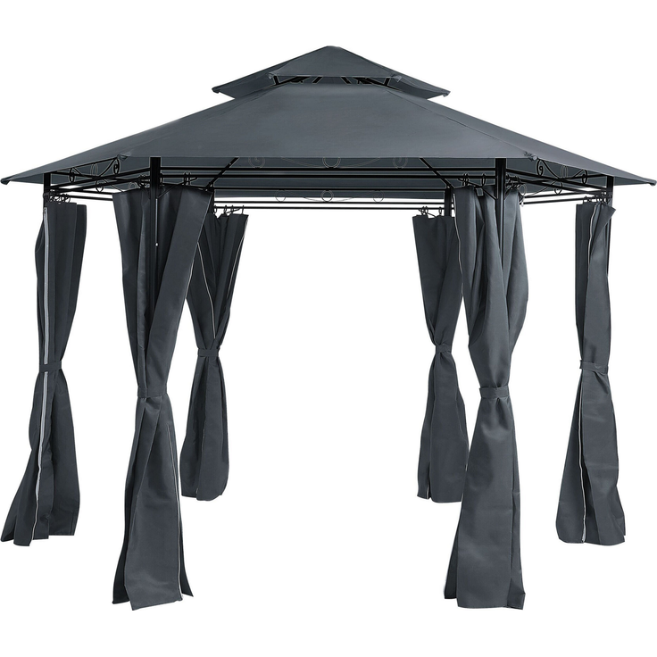 Pavillon PORTEL 350 cm x 350 cm Metall Graphitgrau