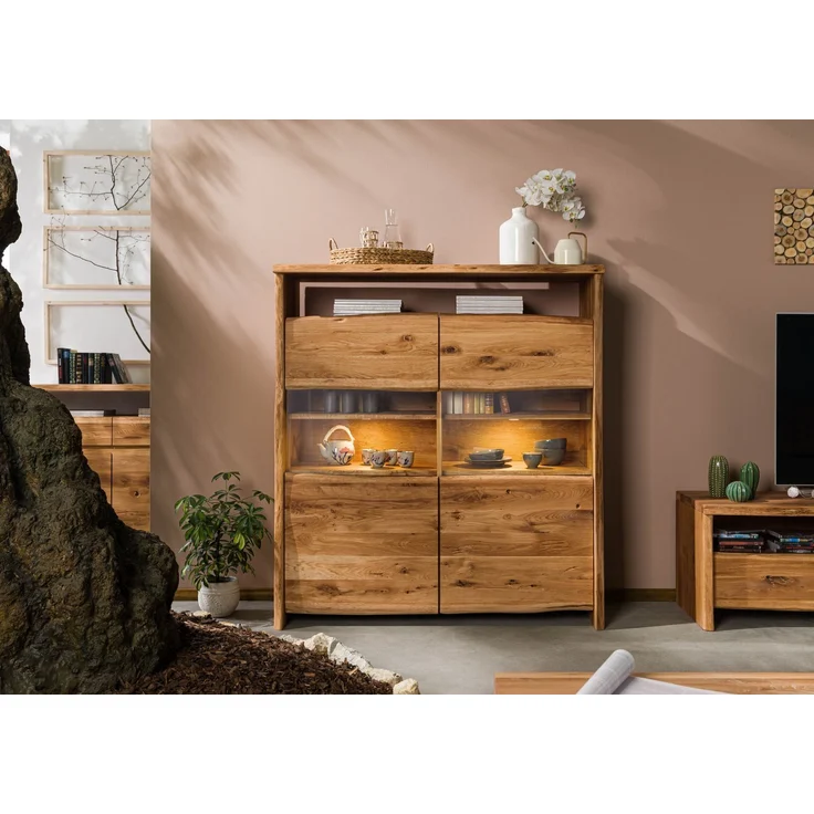 Highboard Wildeiche 131x45x147 natur geölt PURE OAK #105 – Bild 3