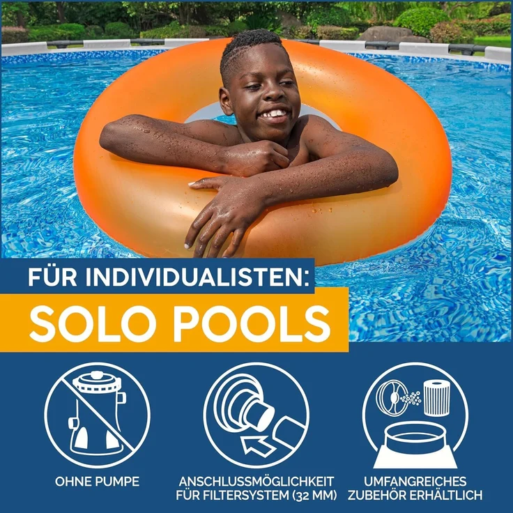 Steel Pro MAX™ Solo Pool ohne Zubehör Ø 427x122 cm, lichtgrau, rund – Bild 4