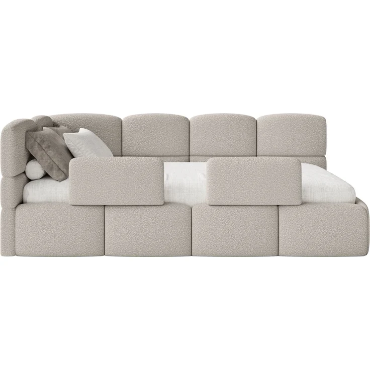 Selsey 'Cloudy' Jugendbett links, Matratze & Rausfallschutz, Bouclé Greige, 90x200 cm – Bild 6