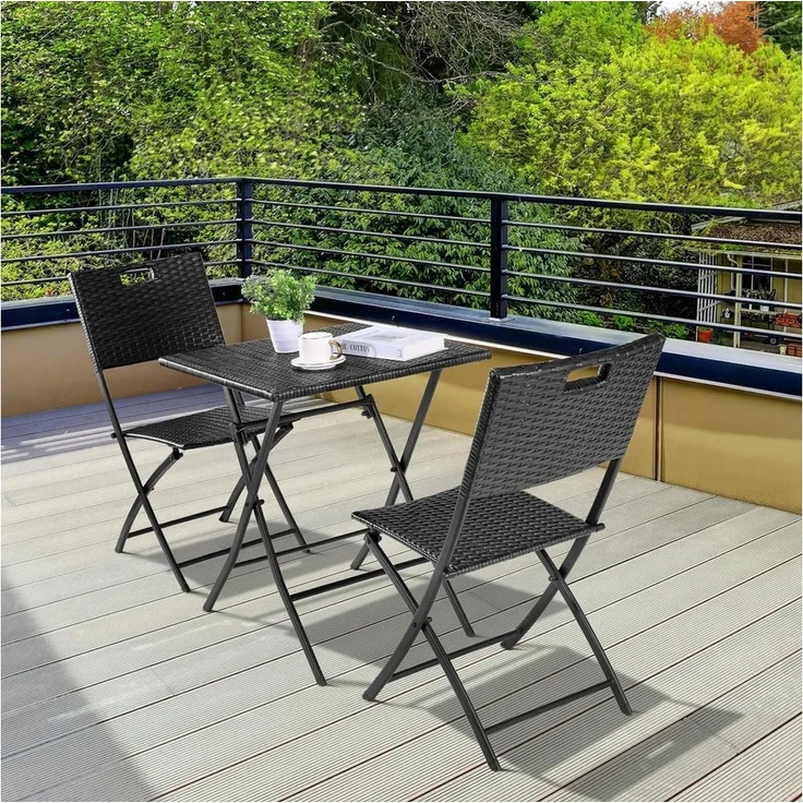 TLGREEN Balkonset Gartentisch- und Stuhlset, Gartenmöbel Set 3-teilige,Klappbar mit 2 Stühle und Tisch – Bild 2