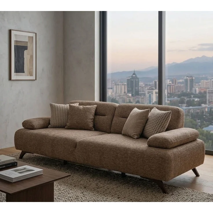 JVmoebel Polstergarnitur Moderne Wohnzimmermöbel Beige Holzgestell Komfortabel Entspannend, (3-tlg), Made in Europa – Bild 4