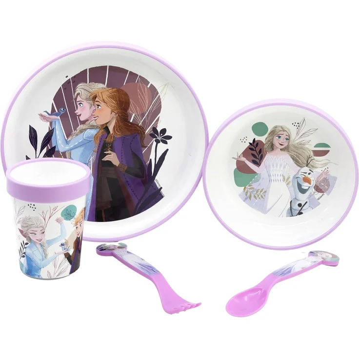 Disney HOME Frozen Kindergeschirr Set 5 teilig für Mikrowellen mit Anti- Rutsch – Bild 1