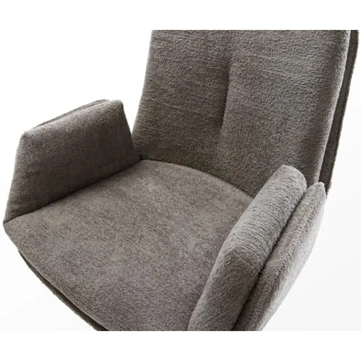 Barstuhl Clea-Flex Bouclé Soft Schlamm Drehfuß höhenverstellbar Edelstahl Silberfarben – Bild 5