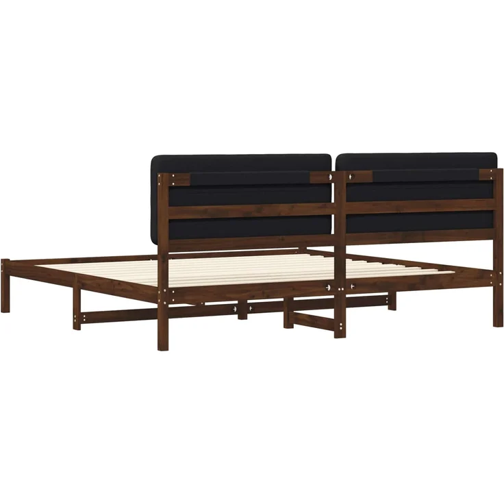 vidaXL Bettgestell mit gepolstertem Kopfteil Dunkelbraun und Schwarz 3405051 – Bild 6