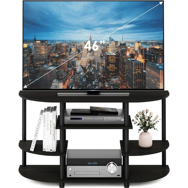 Furinno JAYA Schlichtes Design Eck-TV-Ständer, Espresso – Bild 4