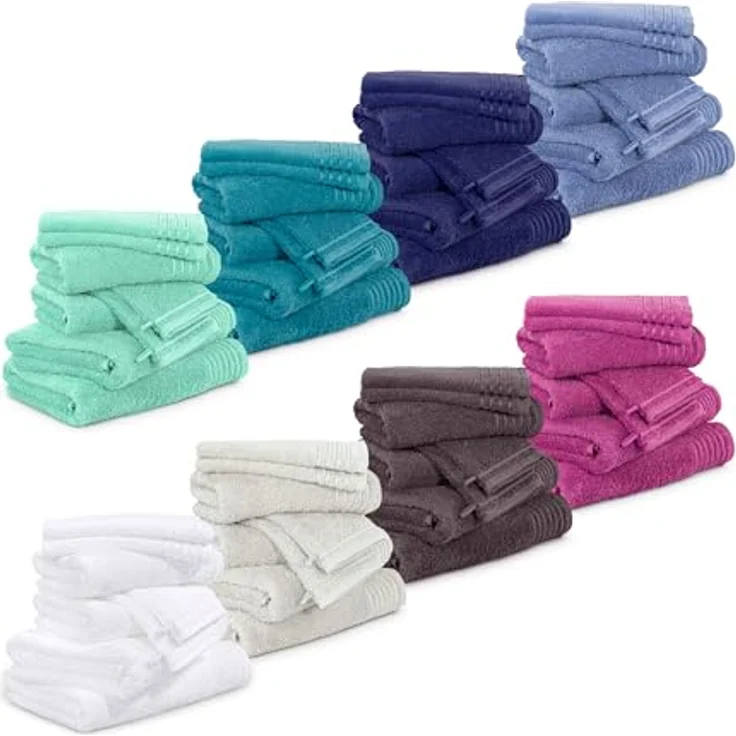 Möve Handtuchset New Classic 6-TLG, 100% Baumwolle, Graphit, 2x 30x50 cm + 2x 50x100 cm + 2x 67x140 cm, 480 g/m² Baumwollfrottier, Ton-in-Ton Steifen – Bild 3