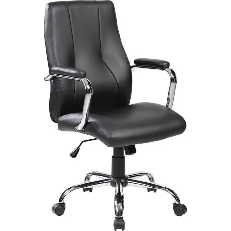 Rocada Ergonomischer Schreibtischstuhl | Bürostuhl | Stuhl mit Rollen und Armlehnen | Verstellbarer Stuhl | Schwarz