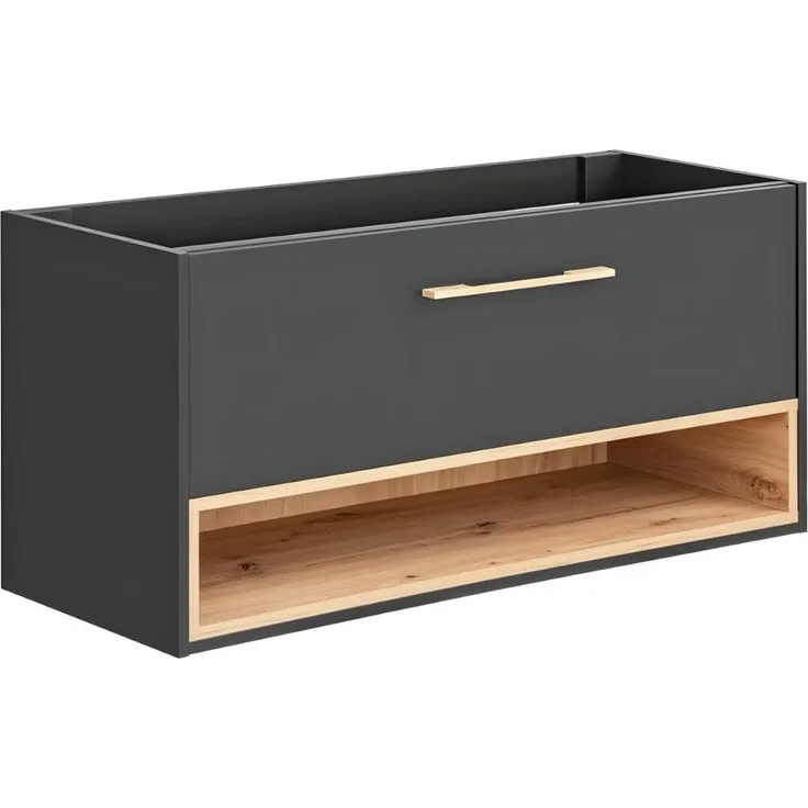 Vente-unique - YANGRA Waschbeckenmöbel Holz, Platte Grau - B 46 cm x H 57 cm x L 120 cm