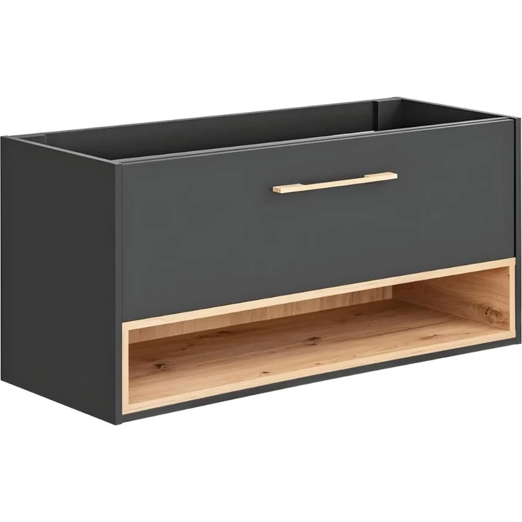 Vente-unique - YANGRA Waschbeckenmöbel Holz, Platte Grau - B 46 cm x H 57 cm x L 120 cm – Bild 1