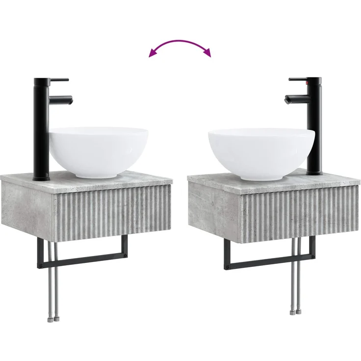 vidaXL Badezimmerschrank-Set 5 stk. Betongrau 33 x 34,5 x 100 cm 3405966 – Bild 10