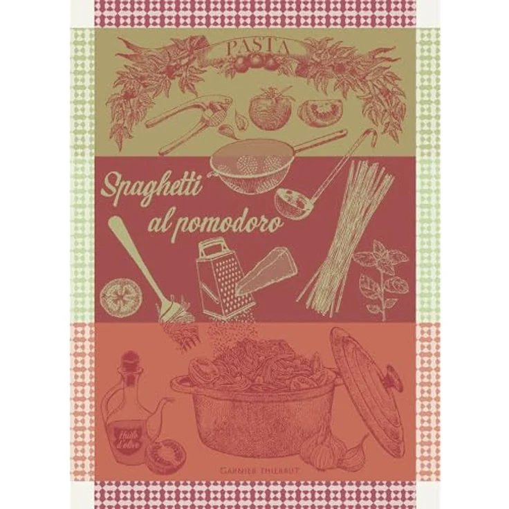 Garnier-Thiebaut Geschirrtuch Spaghetti Pomodoro Basilic 56x78 Cm 100% Gekämmte – Bild 2