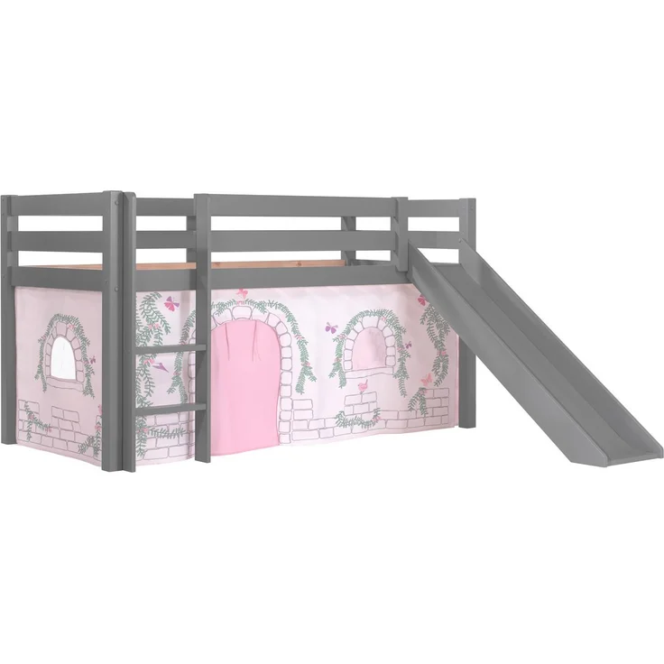 Pino Spielbett mit Rutsche Kiefer Textilset Baumwolle