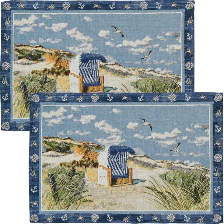 sander table + home Platzset Tischset "Beach Chair" 2er-Pack, Gobelin Motiv