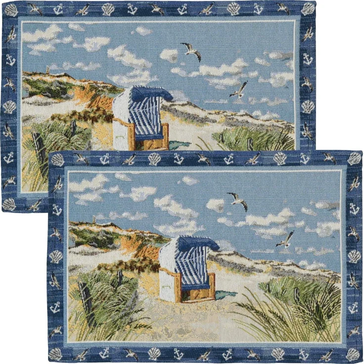 sander table + home Platzset Tischset "Beach Chair" 2er-Pack, Gobelin Motiv – Bild 1