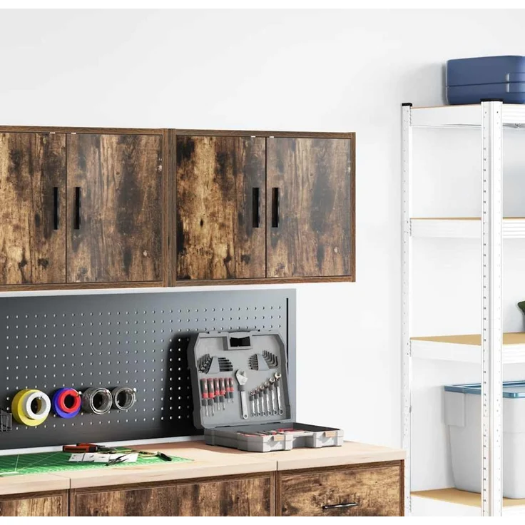 vidaXL Garagen-Wandschrank Räuchereiche Holzwerkstoff 860651 – Bild 2