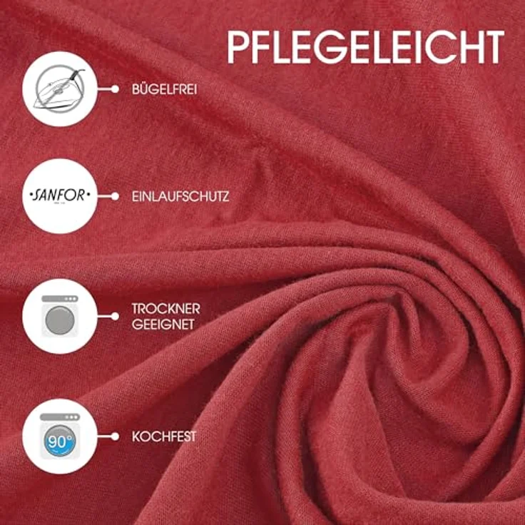 CelinaTex Jersey Spannbettlaken Lucina für Kids Doppelpack 60x120-70x140 cm Rubin rot 100% Baumwolle gekämmt superweich Spannbettbezug, Leintuch, Bettlaken, elastisch, Strech, Oeko-Tex – Bild 6