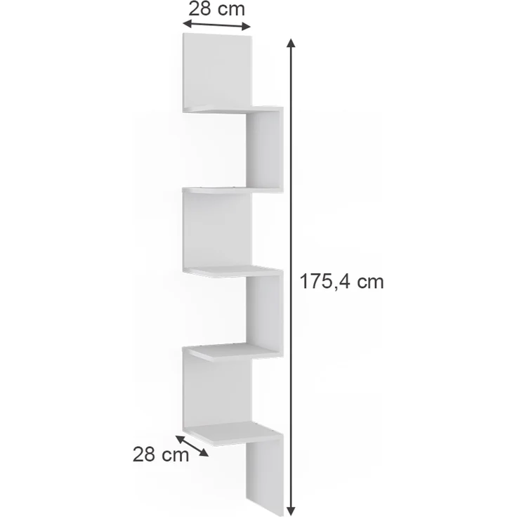 Eckregal Paolo Weiß 28 x 175.4 cm mit 5 Fächern Vicco – Bild 3