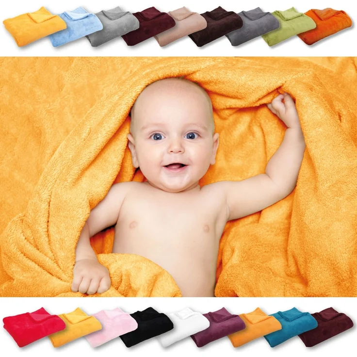 Babydecke Mikrofaser Bestcount 60x80 cm maisgelb - hellorange – Bild 2