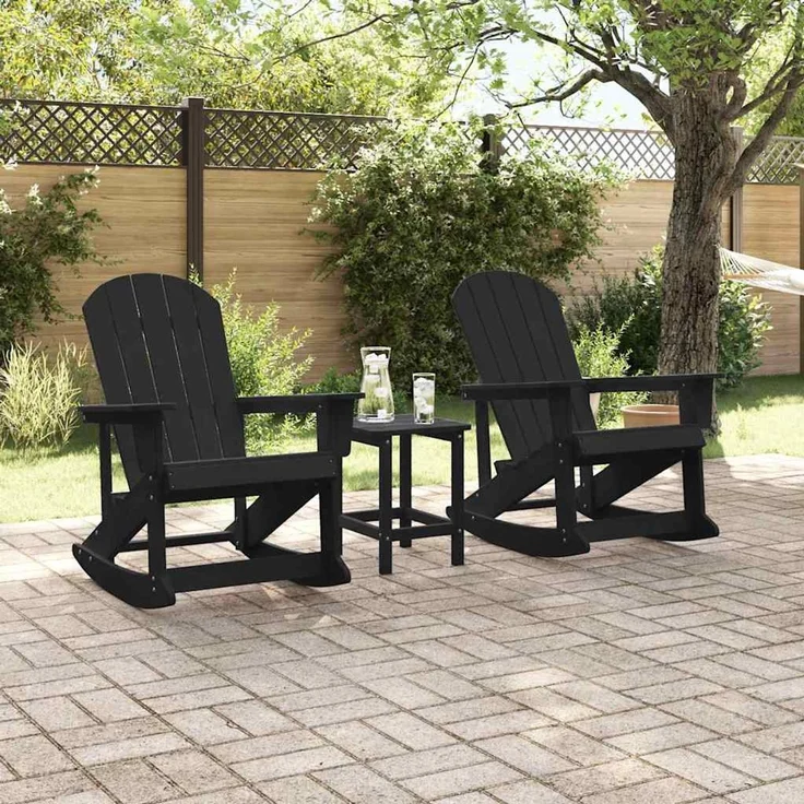 vidaXL Adirondack Schaukelstühle 2 Stk. Schwarz HDPE 3335836 – Bild 3