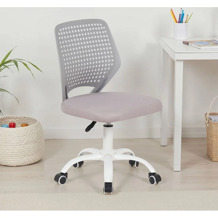 IDIMEX Drehstuhl JADE, Schreibtischstuhl für Kinder höhenverstellbar mit Kunststofflehne Grau – Bild 5