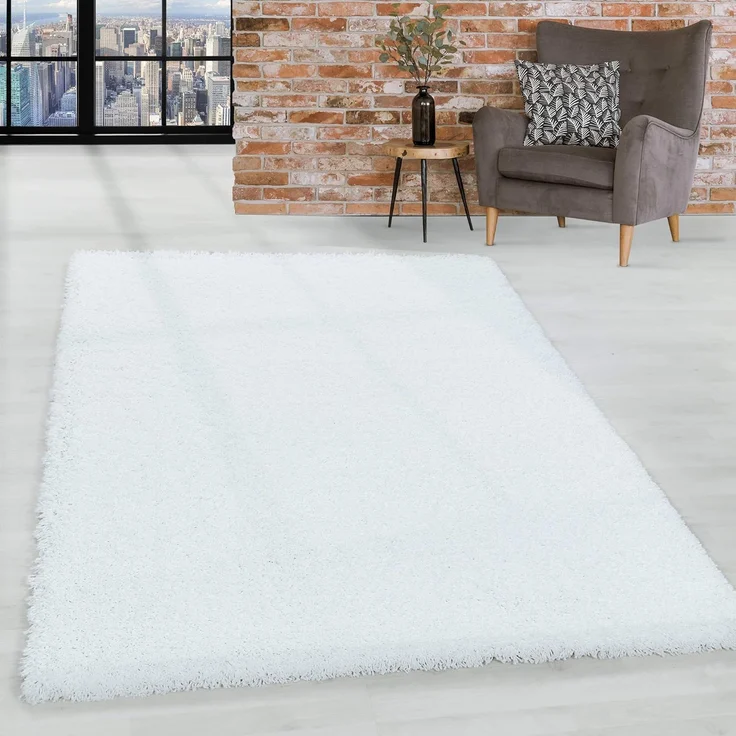 HomebyHome Shaggy Hochflor Teppich Wohnzimmer 300x400 cm Weiß - Teppich Flauschig, Modern, Plüsch und Extra Weich - Ideal für Schlafzimmer, Esszimmer und als Küchenteppich