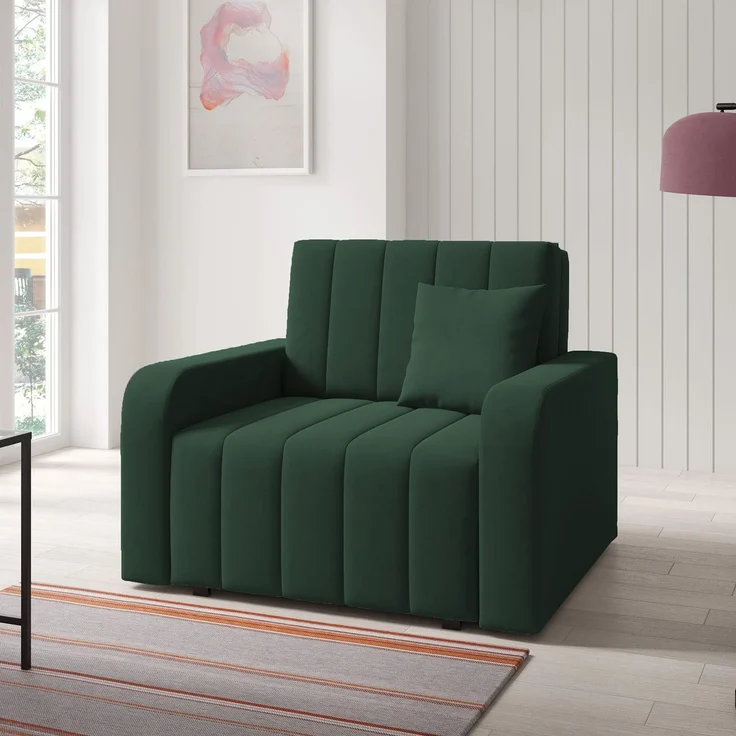 Sofasessel BOSTON I mit Ziernähten, 1-Sitzer Schlafsofa, Jugendsofa mit Schlaffunktion, ausziehbare Couch mit Bettkasten - Kronos 14, 85 x 97 x 105 cm – Bild 1
