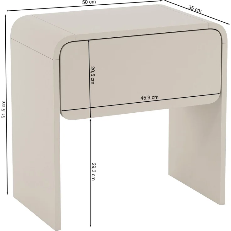 Selsey 'Lummo' Nachttisch mit Schublade, Kaschmirgrau, 50 cm – Bild 5