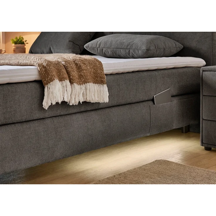 Jockenhöfer Gruppe Boxspringbett Kira in den Breiten 160x200 & 180x200cm, inkl. LED-Bel, USB-Ladeports, 7-Zonen-Matr, Topper, div. Härtegrade – Bild 2