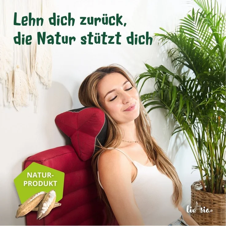 livasia Nackenstützkissen Knochenkissen, vegan und handgefertigt, Ø 15x32cm, Kapok – Bild 1