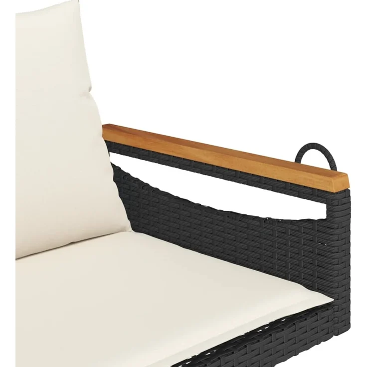 vidaXL Hängebank mit Kissen Schwarz 109x62x40 cm Poly Rattan 368146 – Bild 7