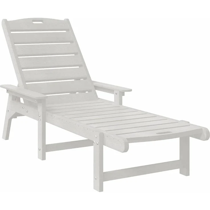Sonnenliege, Gartenliege, Relaxliege Weiß 195,5 x 53 x 98,5 cm HDPE – Bild 2